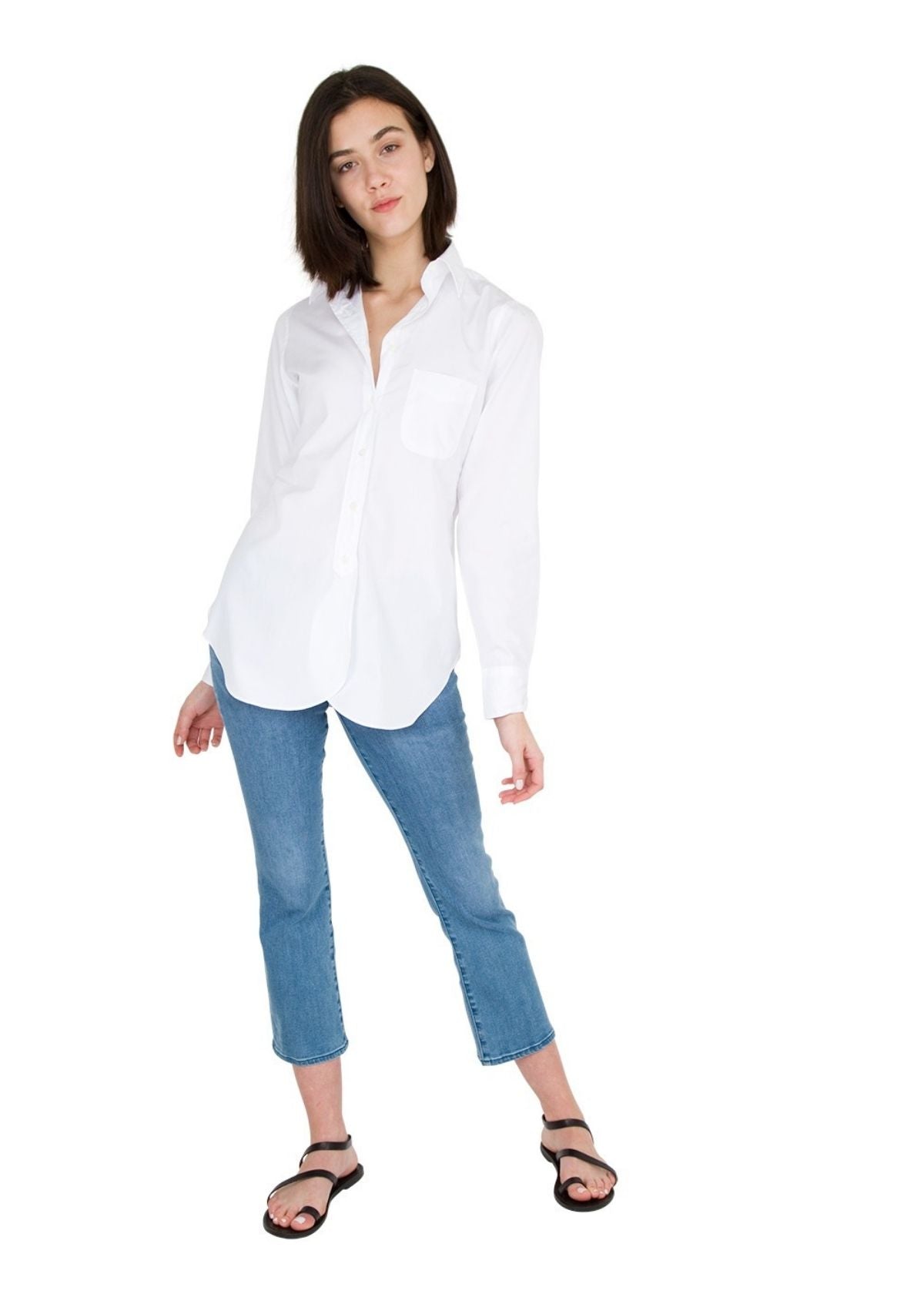 ANN MASHBURN Boyfriend Shirt in White Poplin