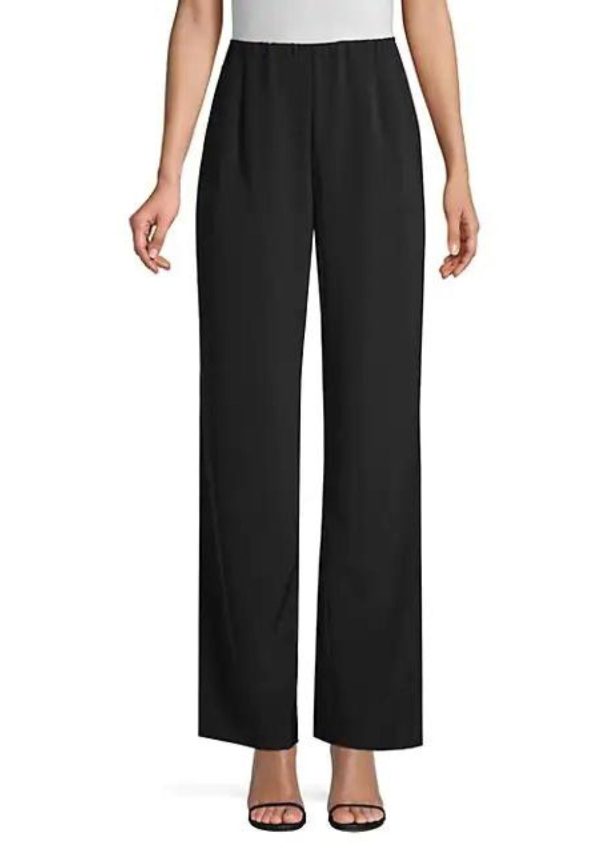 LAFAYETTE 148 Black Studio Pant in Silk Crepe de Chine