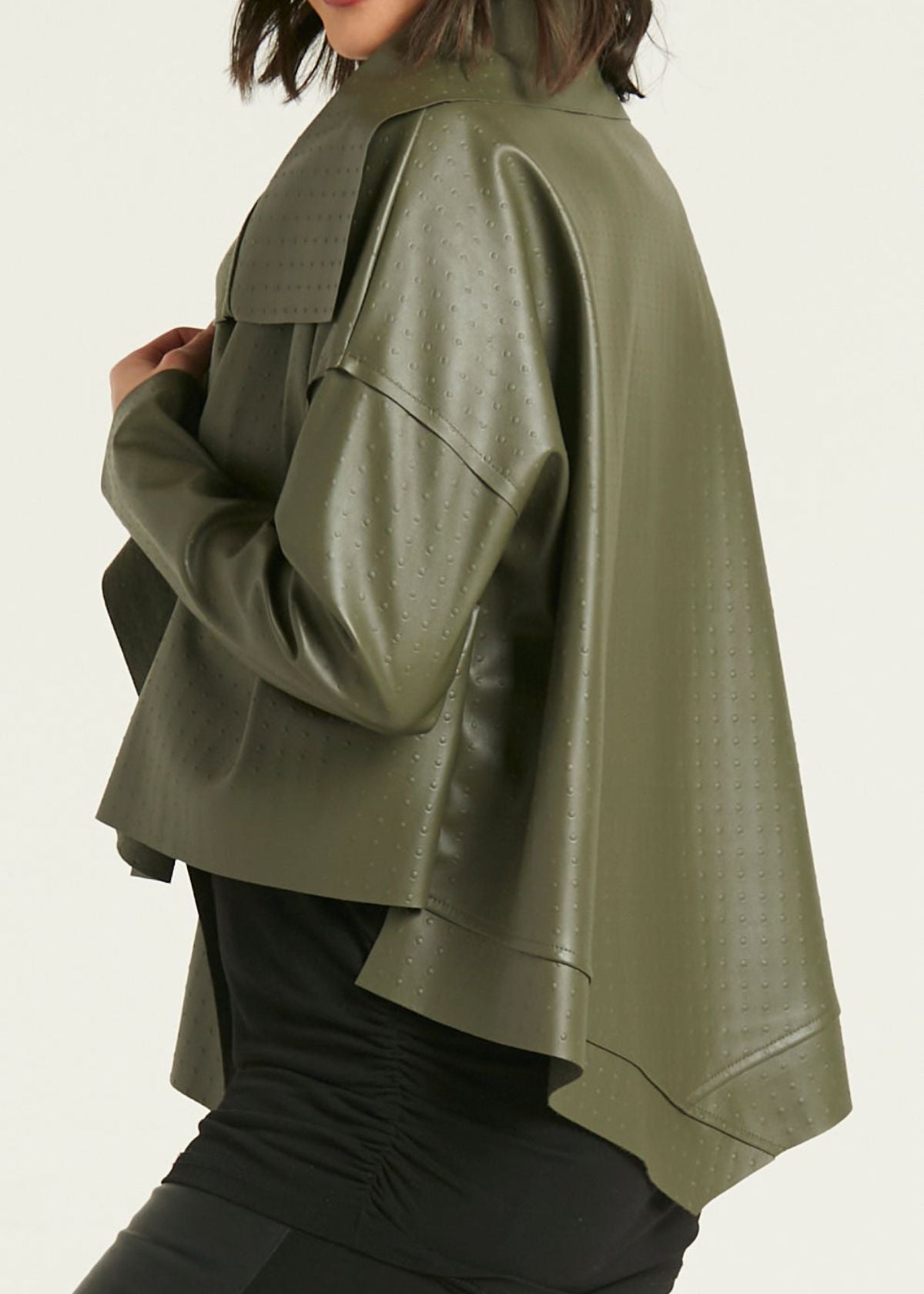 PLANET Vegan Leather Cropped Jacket - Thyme