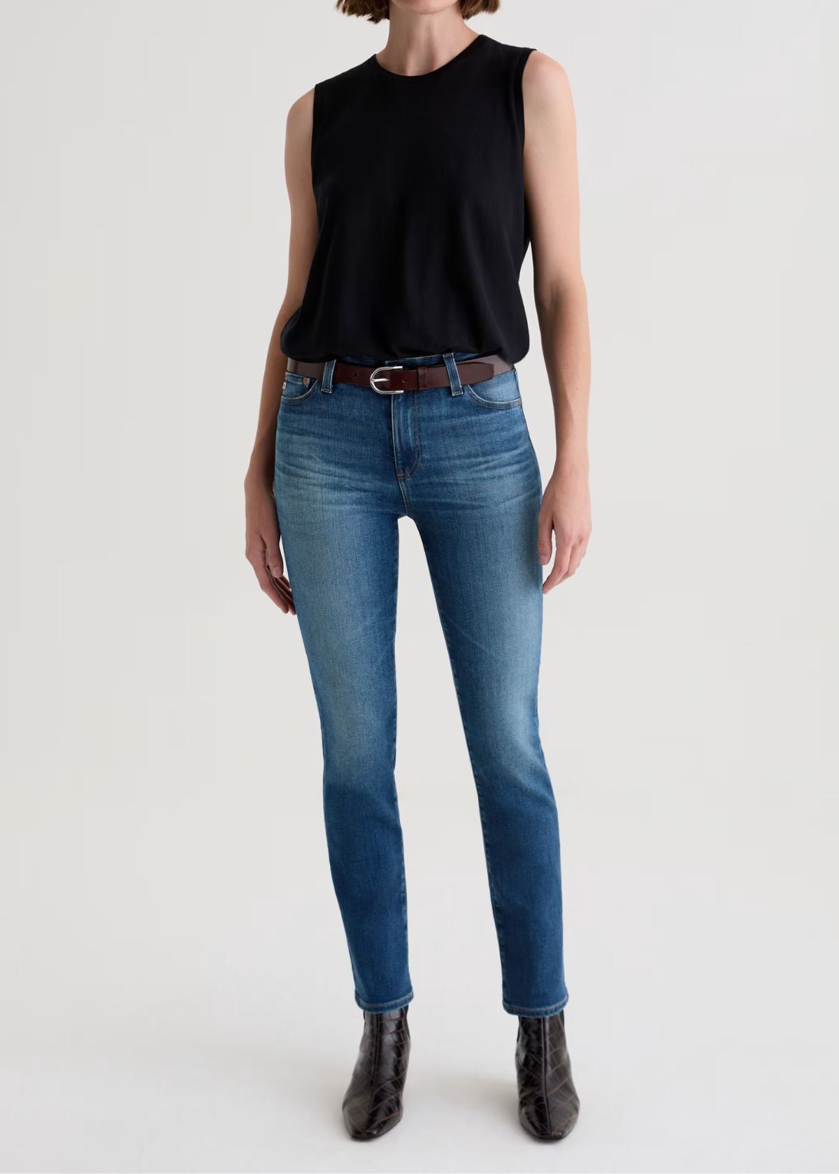 AG Mari Mid Rise Slim Straight Jean - 12 Years Assumption