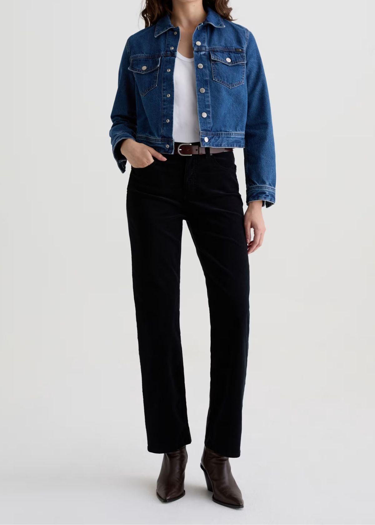 AG Brinley Corduroy Straight Leg Jean - Super Black