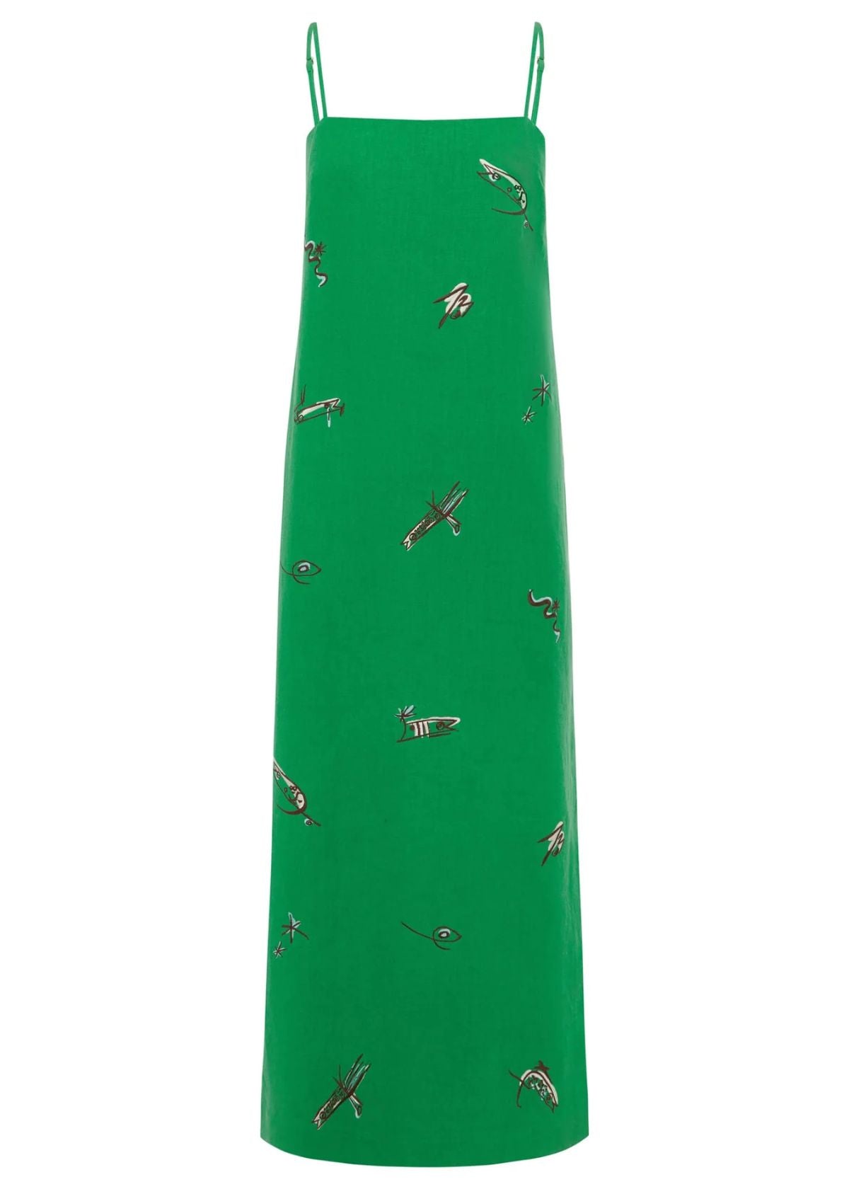 ALEMAIS Wanda Embroidered Midi Dress - Green