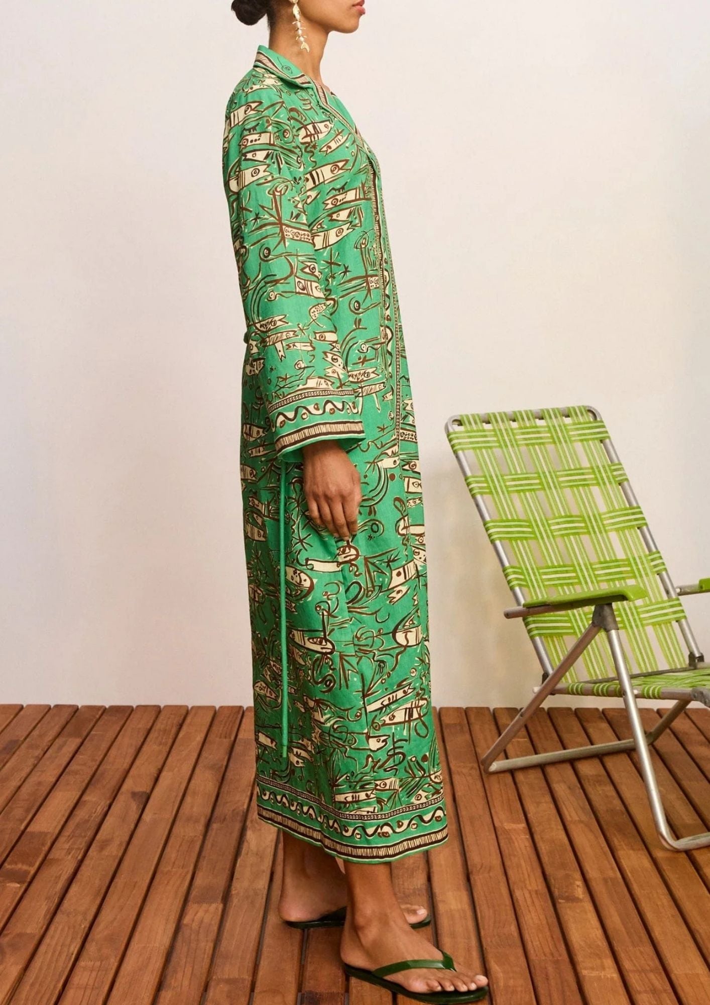 ALEMAIS Fish Sticks Shirtdress - Green