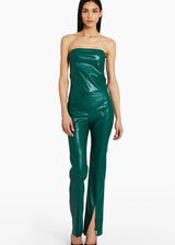 AMANDA UPRICHARD Callie Faux Leather Top - Green