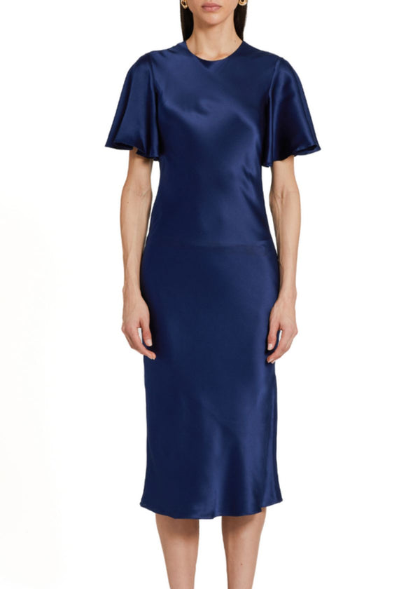AMANDA UPRICHARD Julietta Silk Dress - Navy