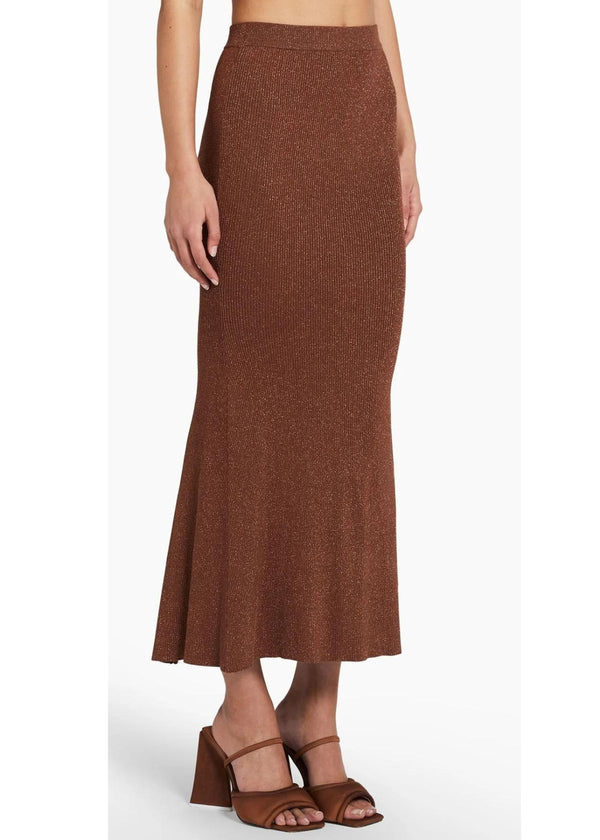 AMANDA UPRICHARD Vanita Knit Skirt - Brown/Copper