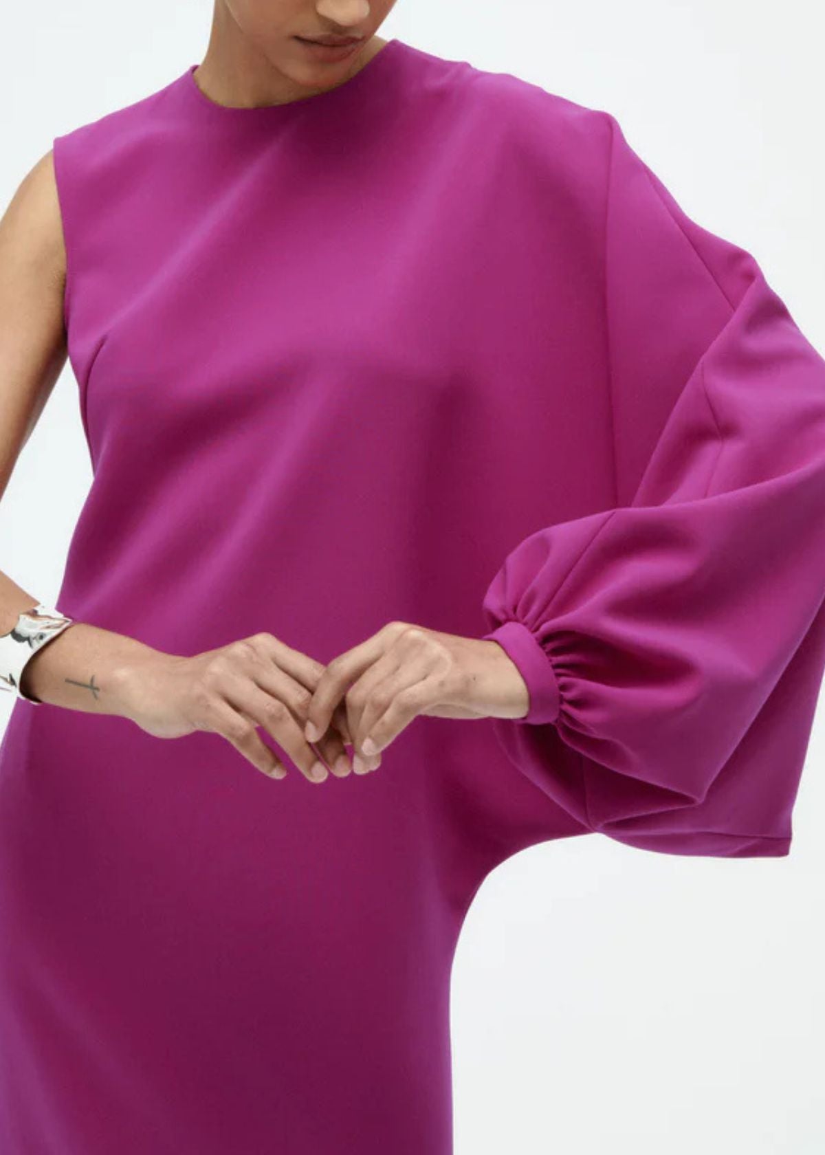 AMSALE One Sleeve Column Gown - Magenta