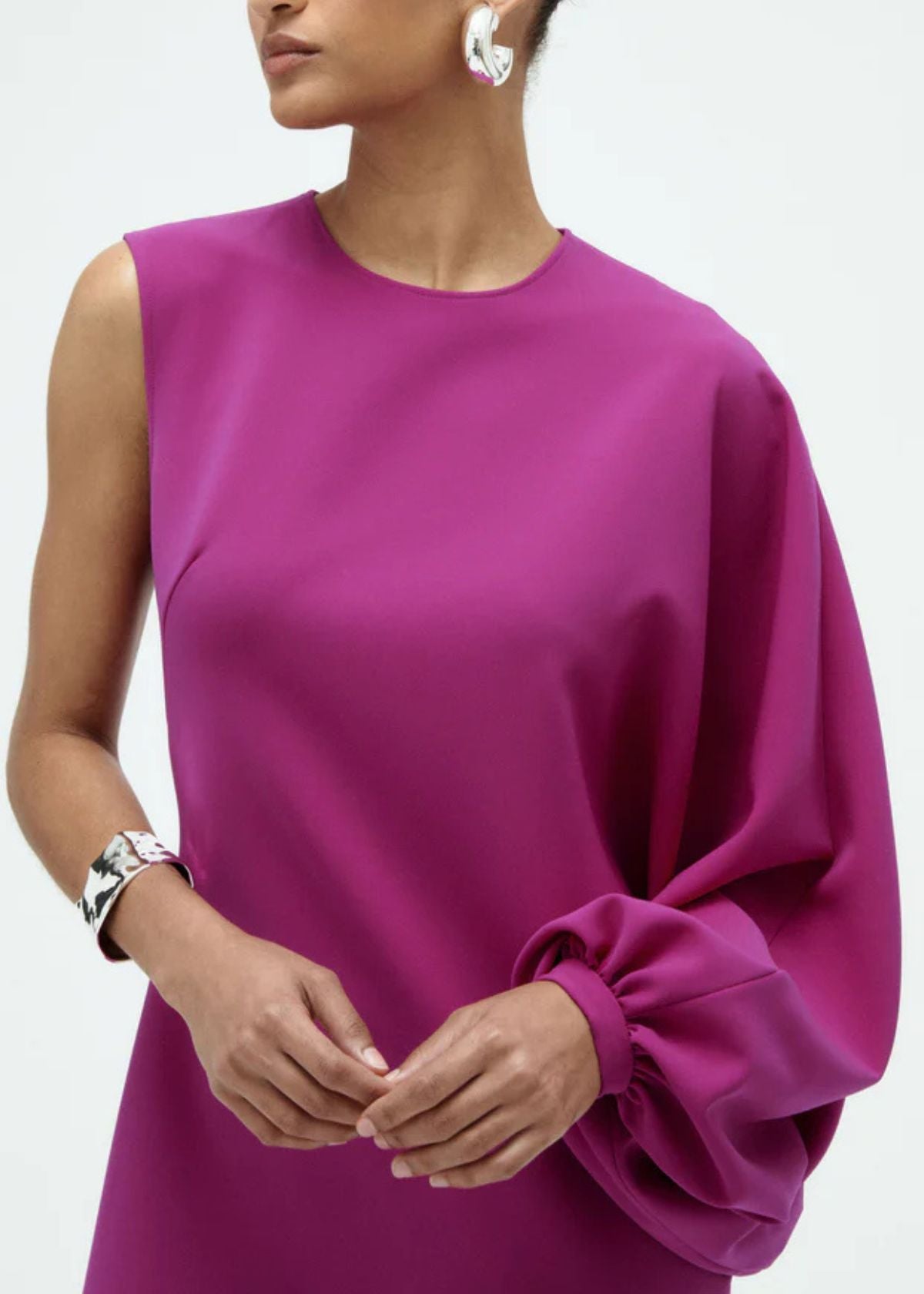 AMSALE One Sleeve Column Gown - Magenta