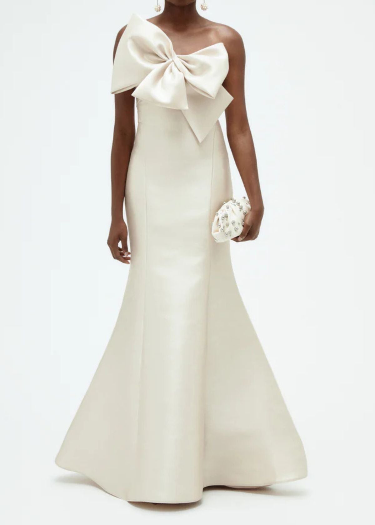 AMSALE Mikado Twisted Double Bow Gown - Champagne