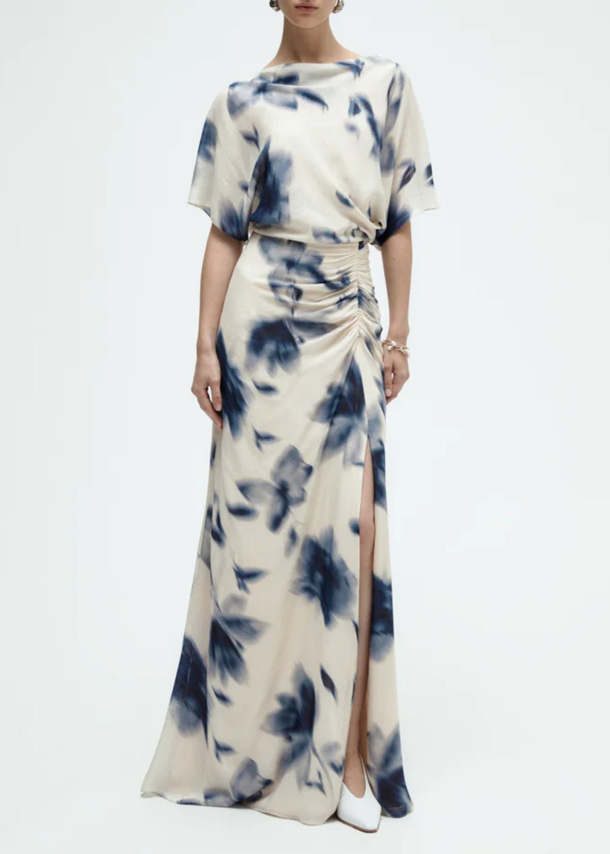 AMSALE Floral Printed Gauze Dress - Slate Multi