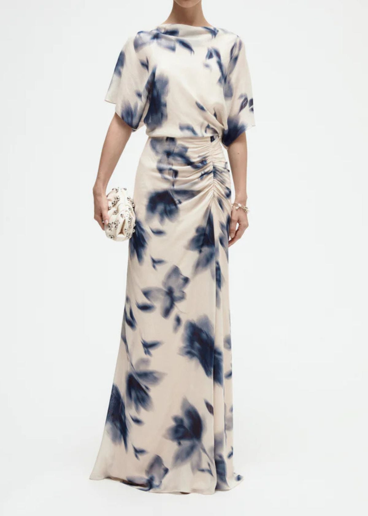 AMSALE Floral Printed Gauze Dress - Slate Multi
