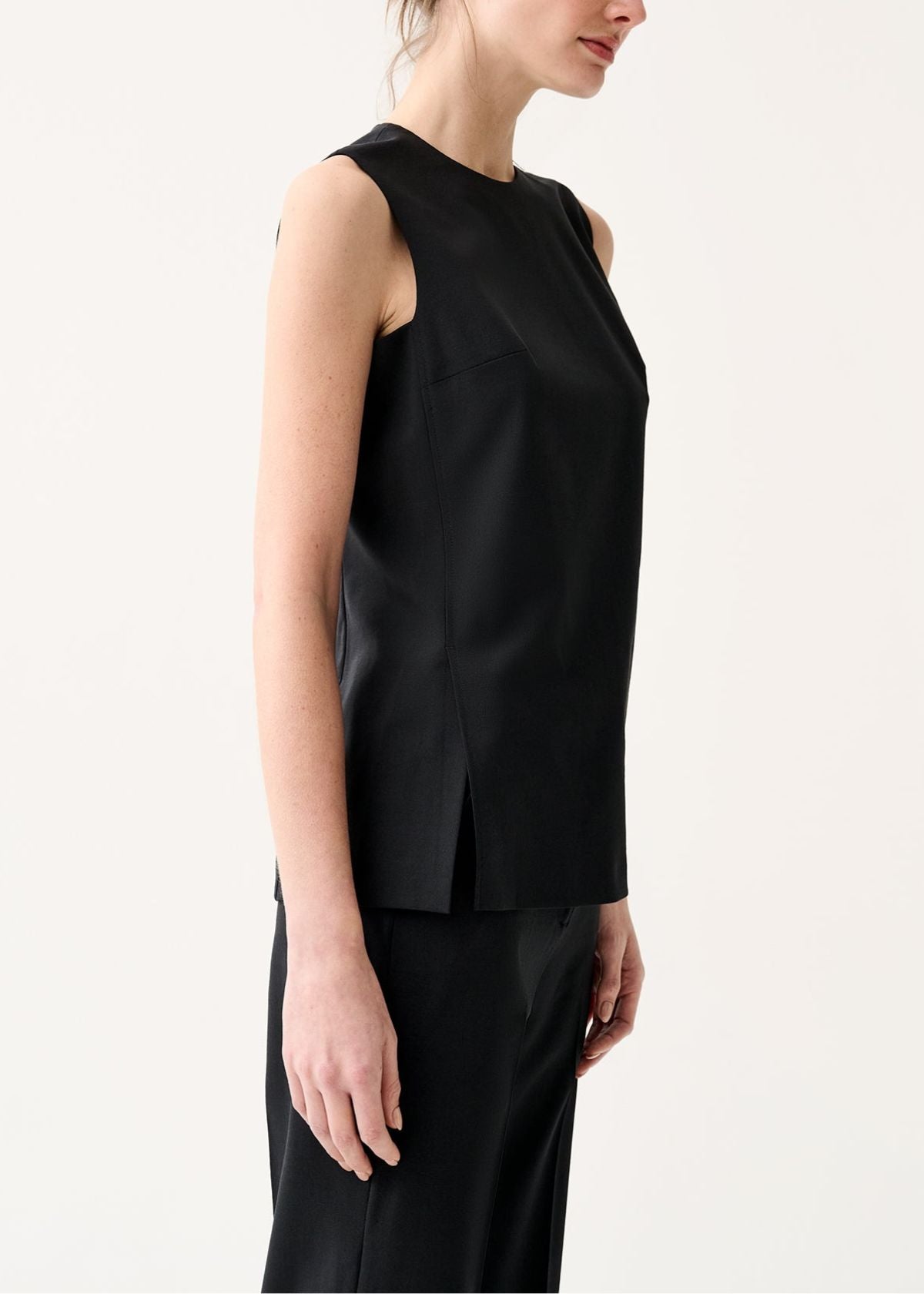 ANN MASHBURN Jo Tunic Top - Black Bi-Stretch Tropical Wool