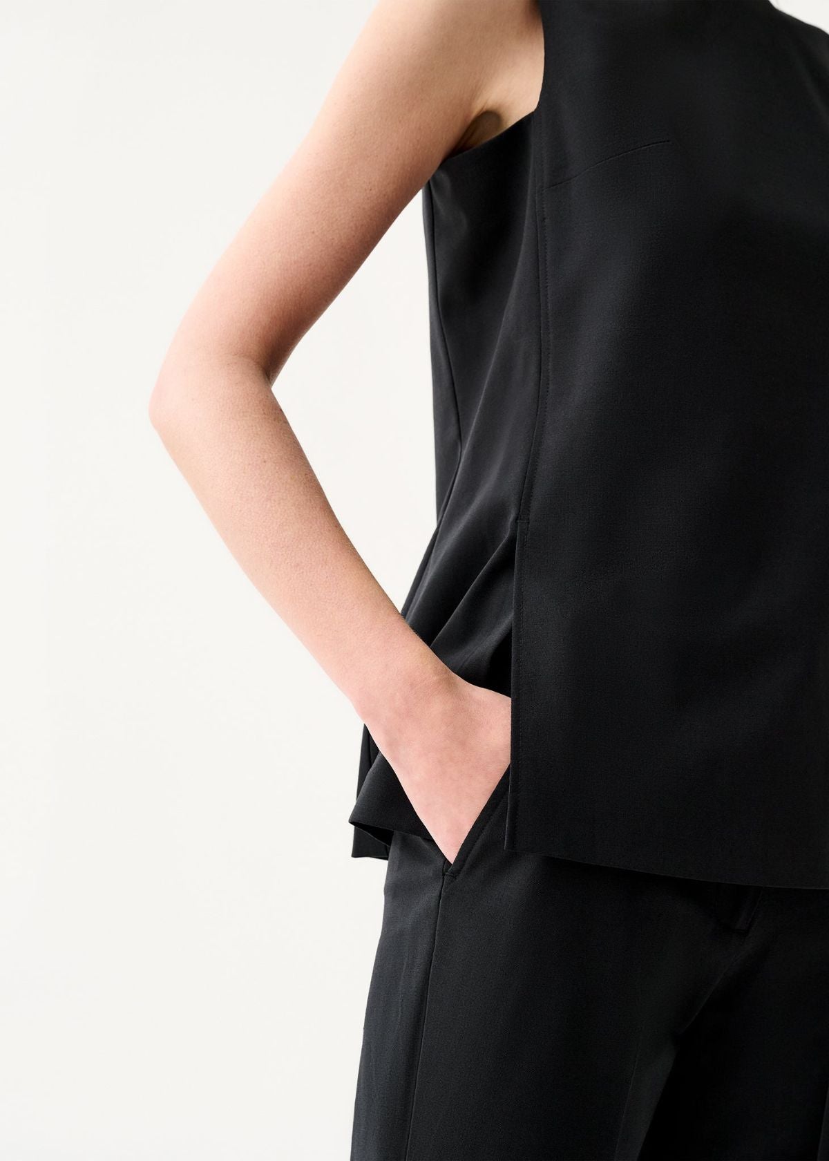 ANN MASHBURN Jo Tunic Top - Black Bi-Stretch Tropical Wool