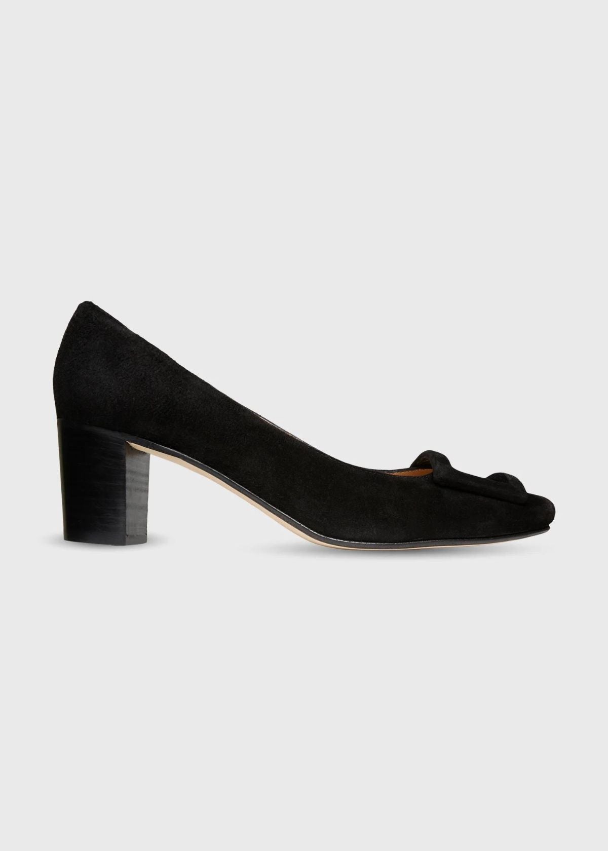 ANN MASHBURN Buckle Heel Shoe - Black Suede