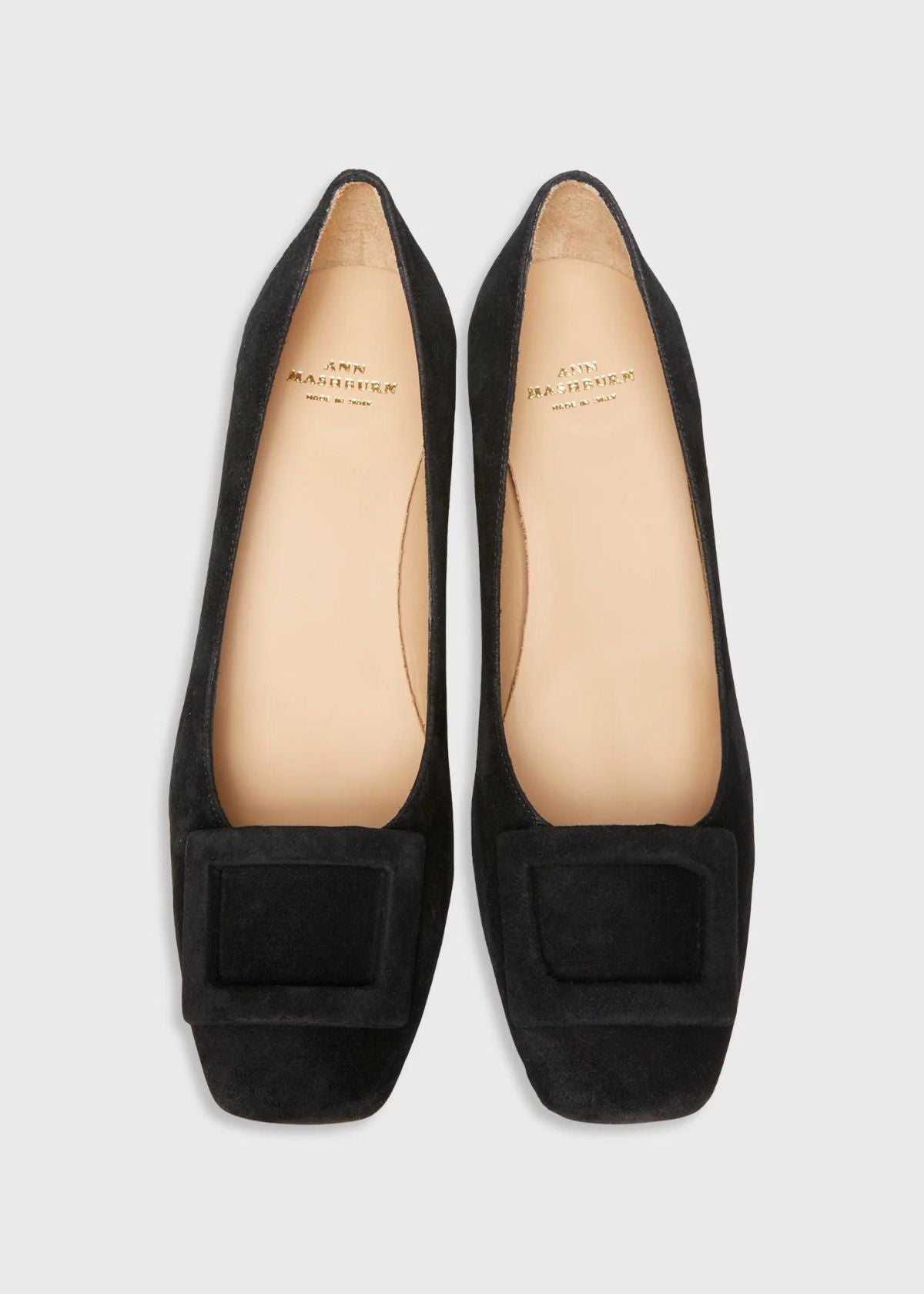 ANN MASHBURN Buckle Heel Shoe - Black Suede