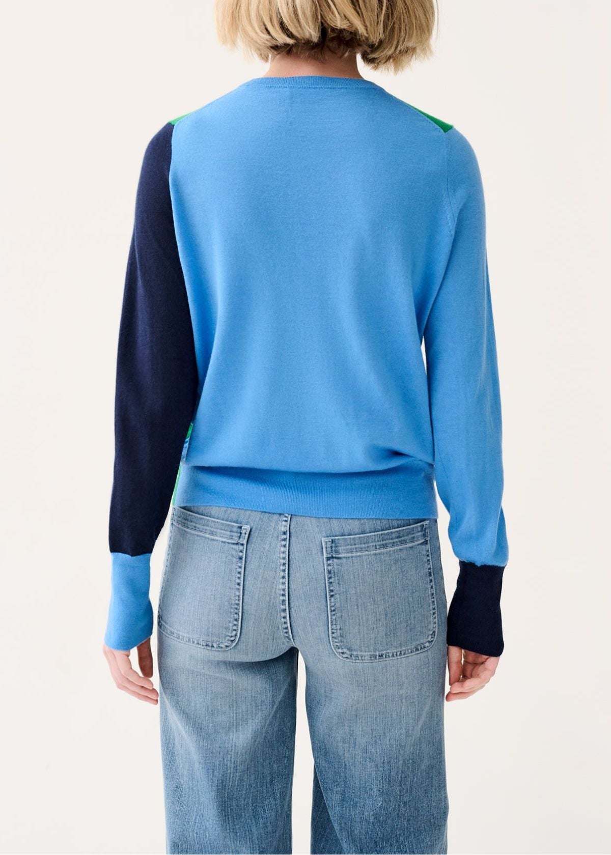 ANN MASHBURN Kit Color Block Sweater - French Blue/Green/Navy