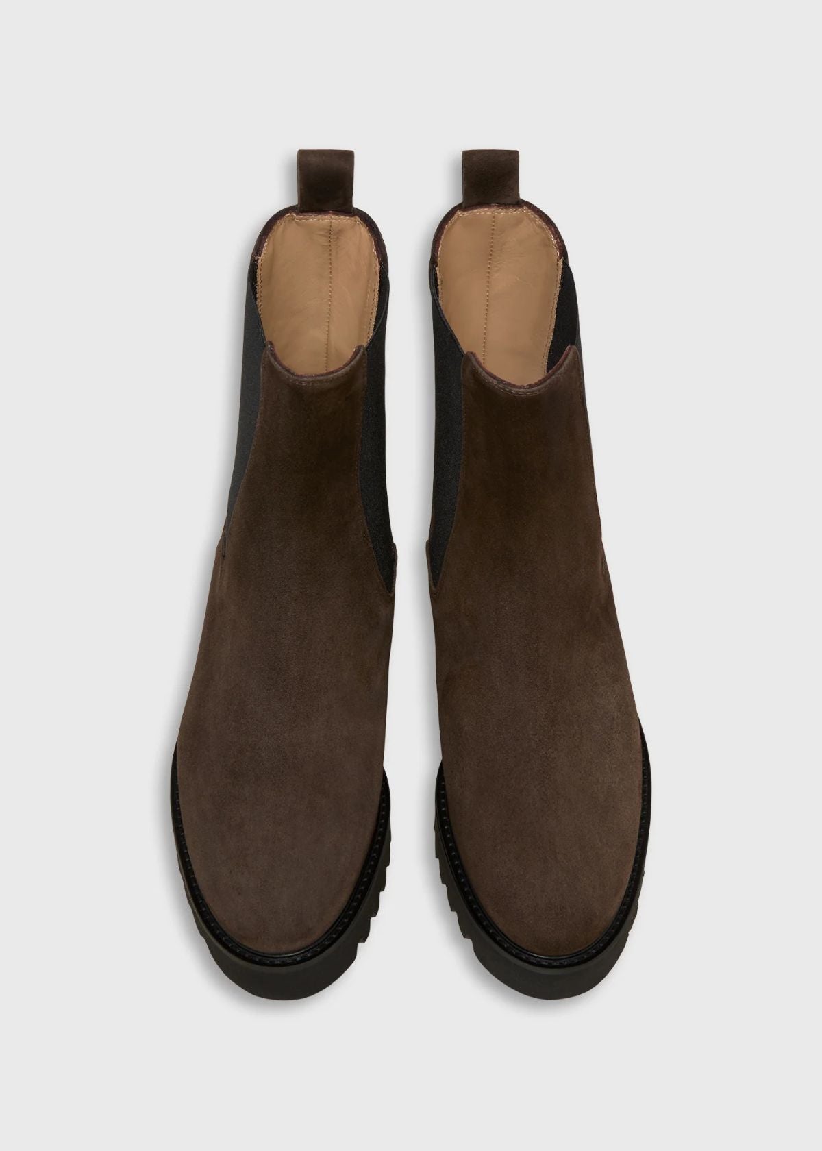 ANN MASHBURN Tall Lug Sole Chelsea Boot - Chocolate Suede