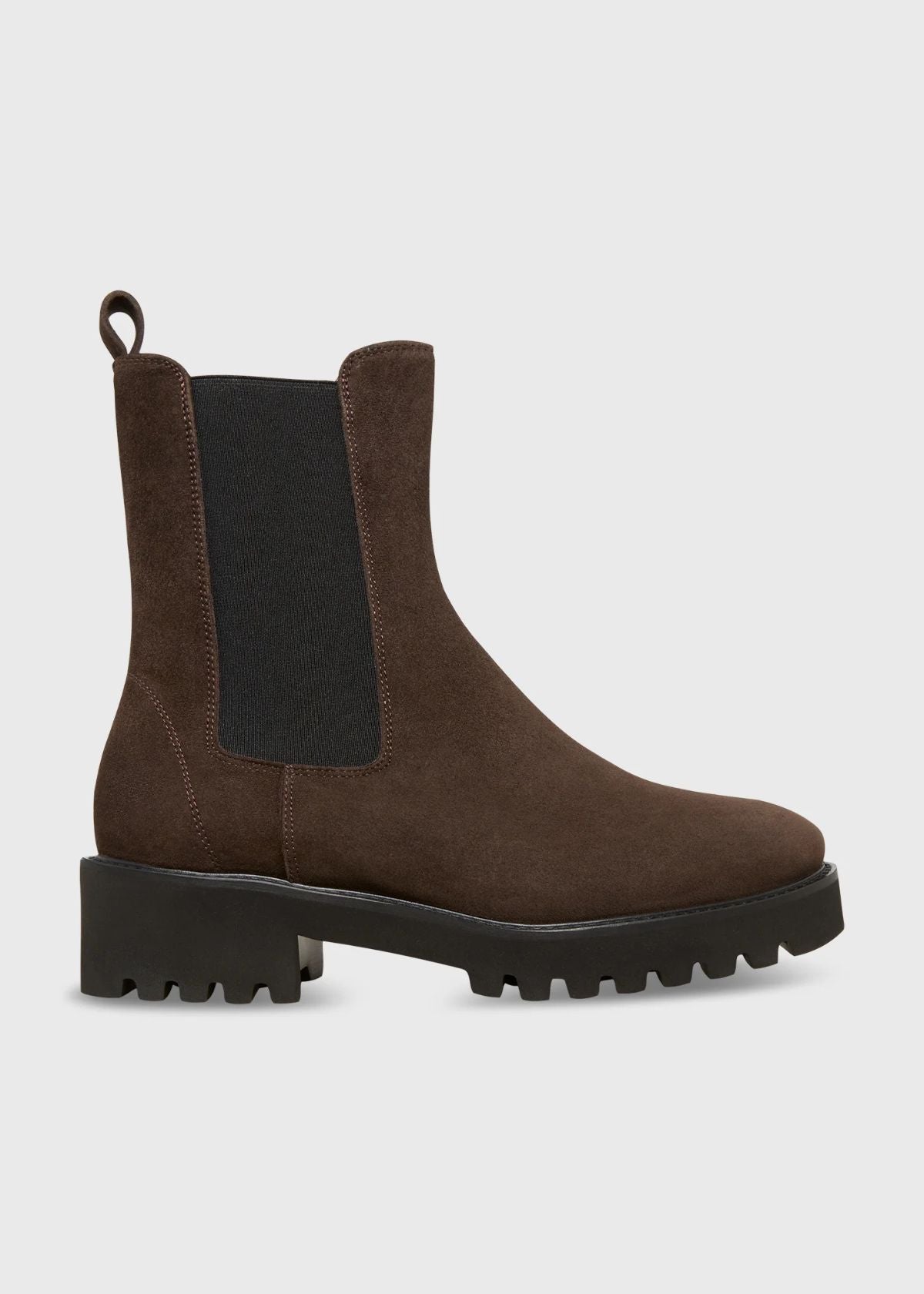 ANN MASHBURN Tall Lug Sole Chelsea Boot - Chocolate Suede