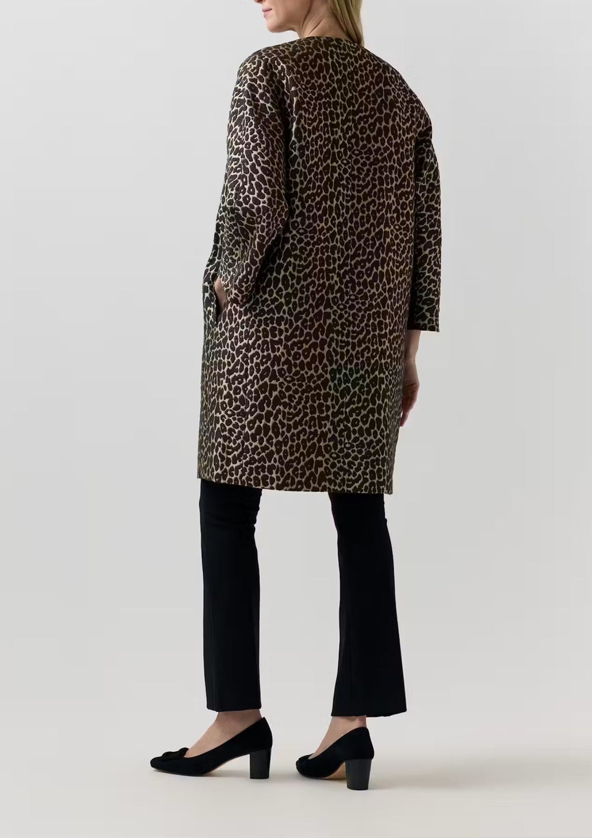 ANN MASHBURN Reed Evening Coat - Chocolate/Camel Leopard Jacquard