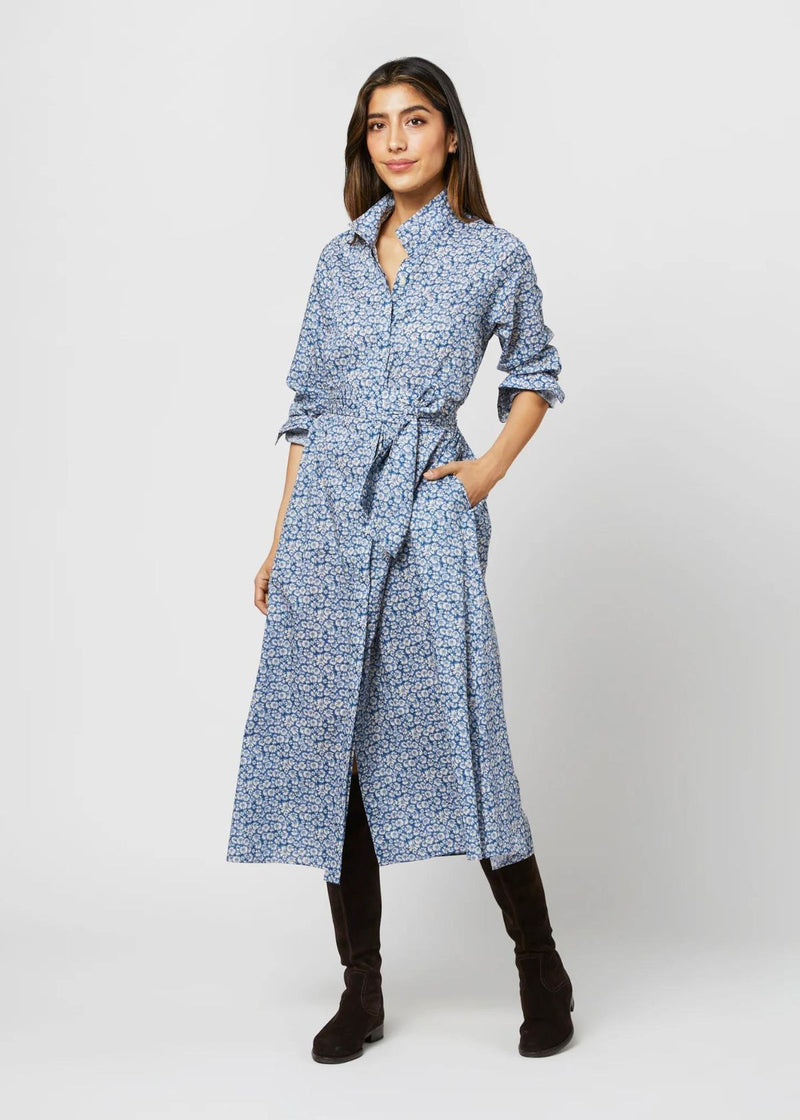 ANN MASHBURN Annette Dress - Blue Helenium Liberty Fabric