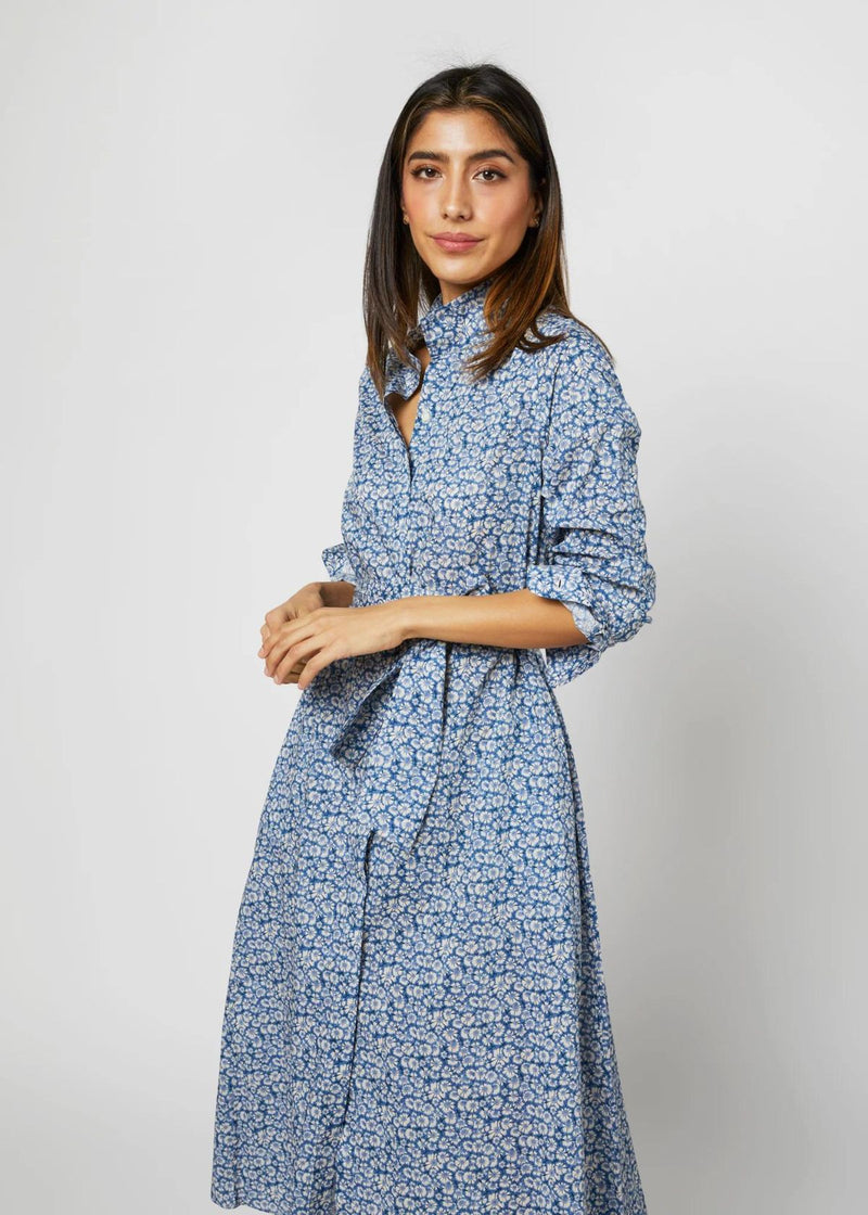 ANN MASHBURN Annette Dress - Blue Helenium Liberty Fabric