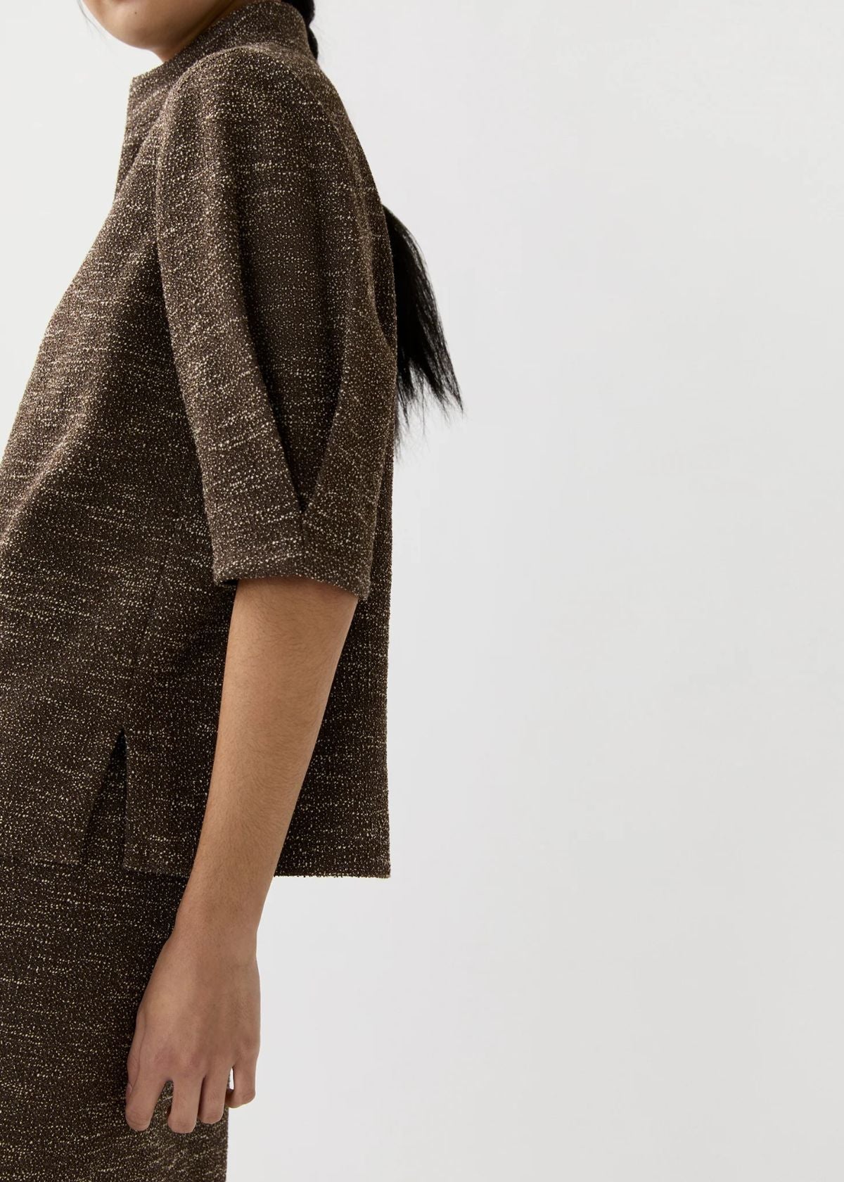 ANN MASHBURN Violetta Top - Brown/Ivory Speckled Knit