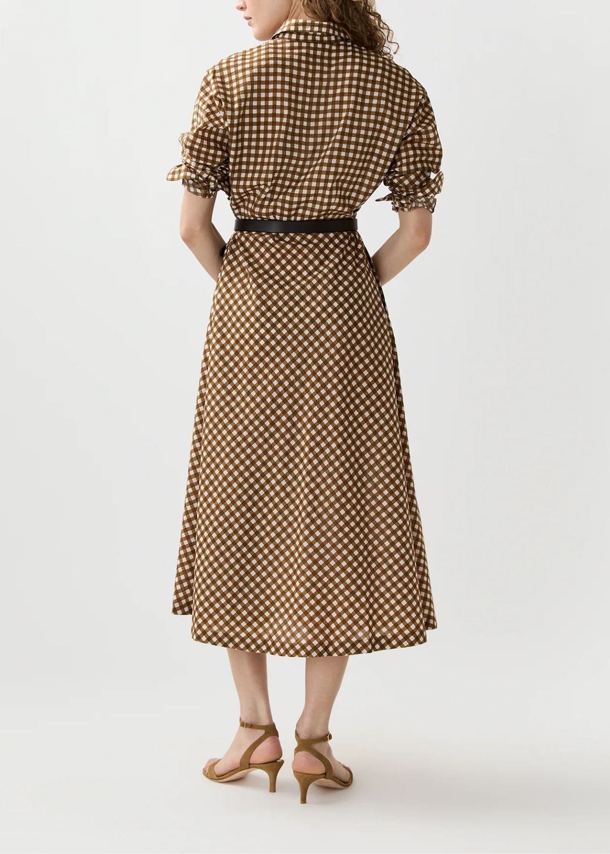 ANN MASHBURN Charlie Shirtwaist Dress - Tobacco/Ivory Gingham