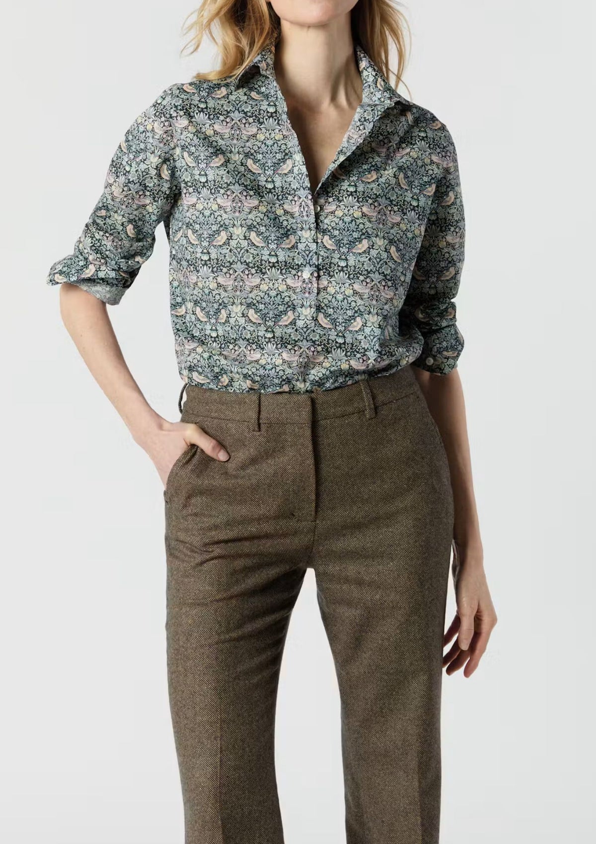 ANN MASHBURN Tomboy Popover Top - Glacier Magenta Strawberry Thief Liberty Fabric