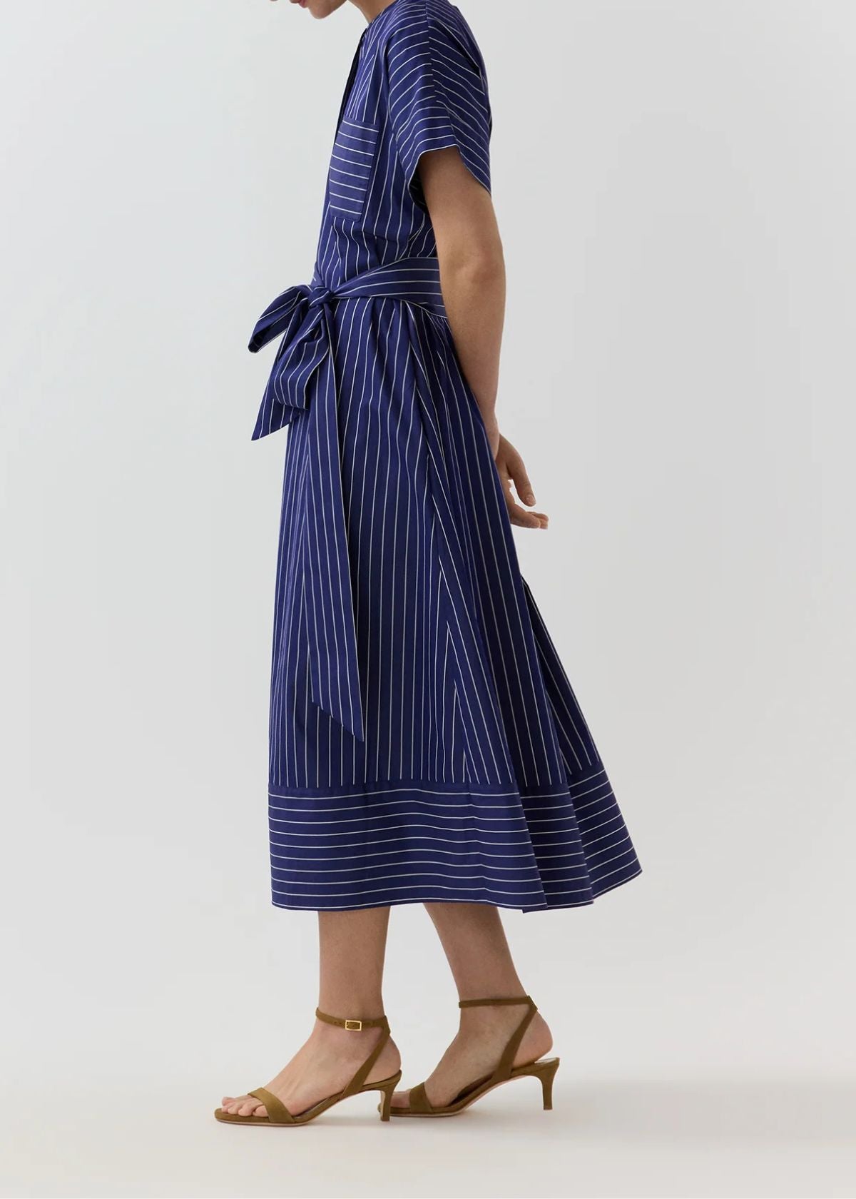 ANN MASHBURN Romy Shirt Dress - Navy and White Chalk Stripe