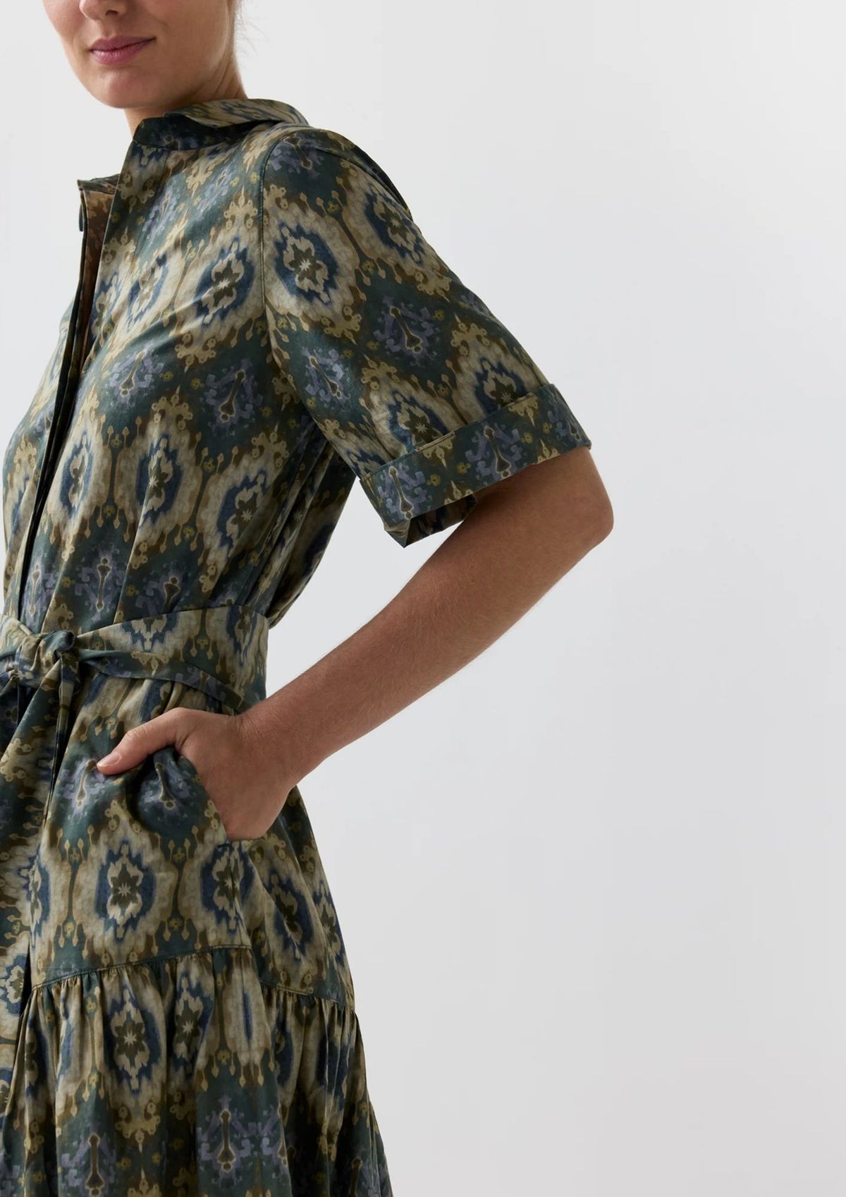 ANN MASHBURN Nathalie Dress - Spruce Tobacco Multi Painted Tapestry