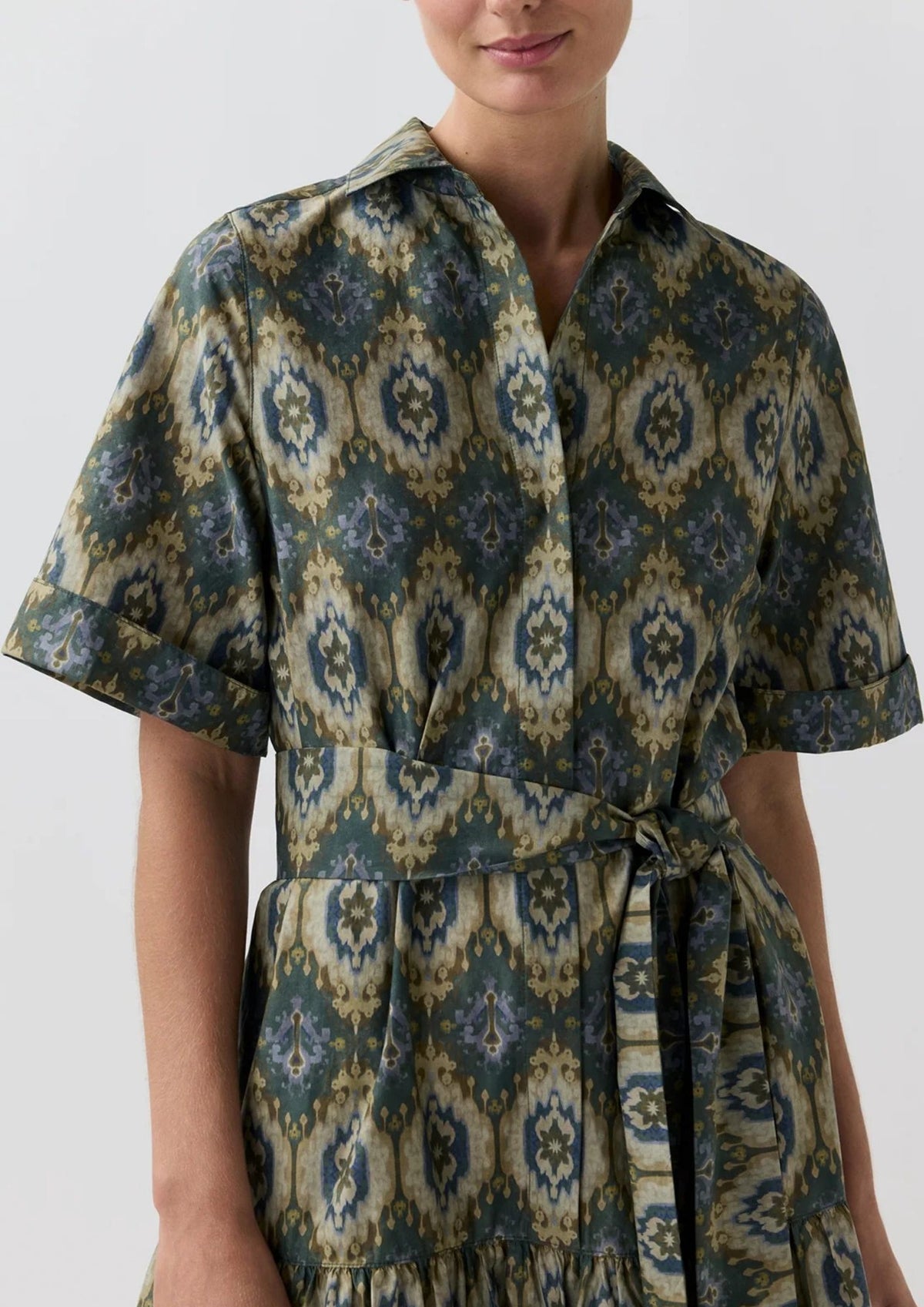 ANN MASHBURN Nathalie Dress - Spruce Tobacco Multi Painted Tapestry