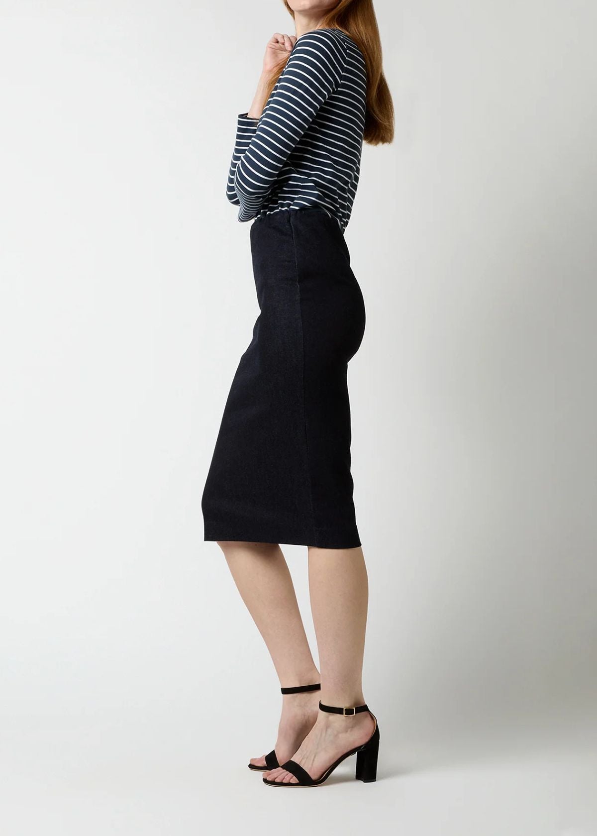 ANN MASHBURN Pull On Skirt - Indigo Stretch Denim