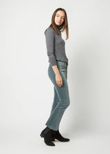 ANN MASHBURN Flare Cropped 5-Pocket Jean - Lovat Stretch Velveteen