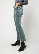 ANN MASHBURN Flare Cropped 5-Pocket Jean - Lovat Stretch Velveteen