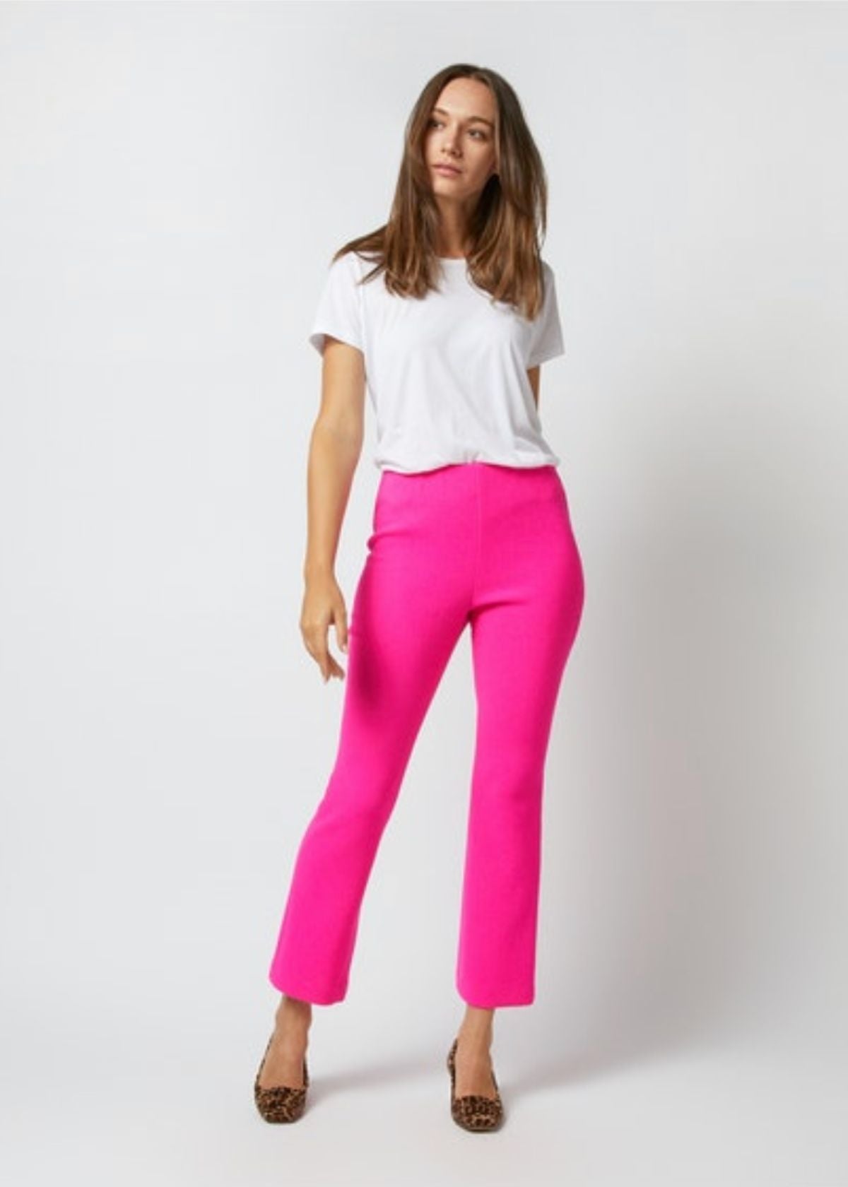 ANN MASHBURN Faye Flare Cropped Pant - Fluorescent Pink