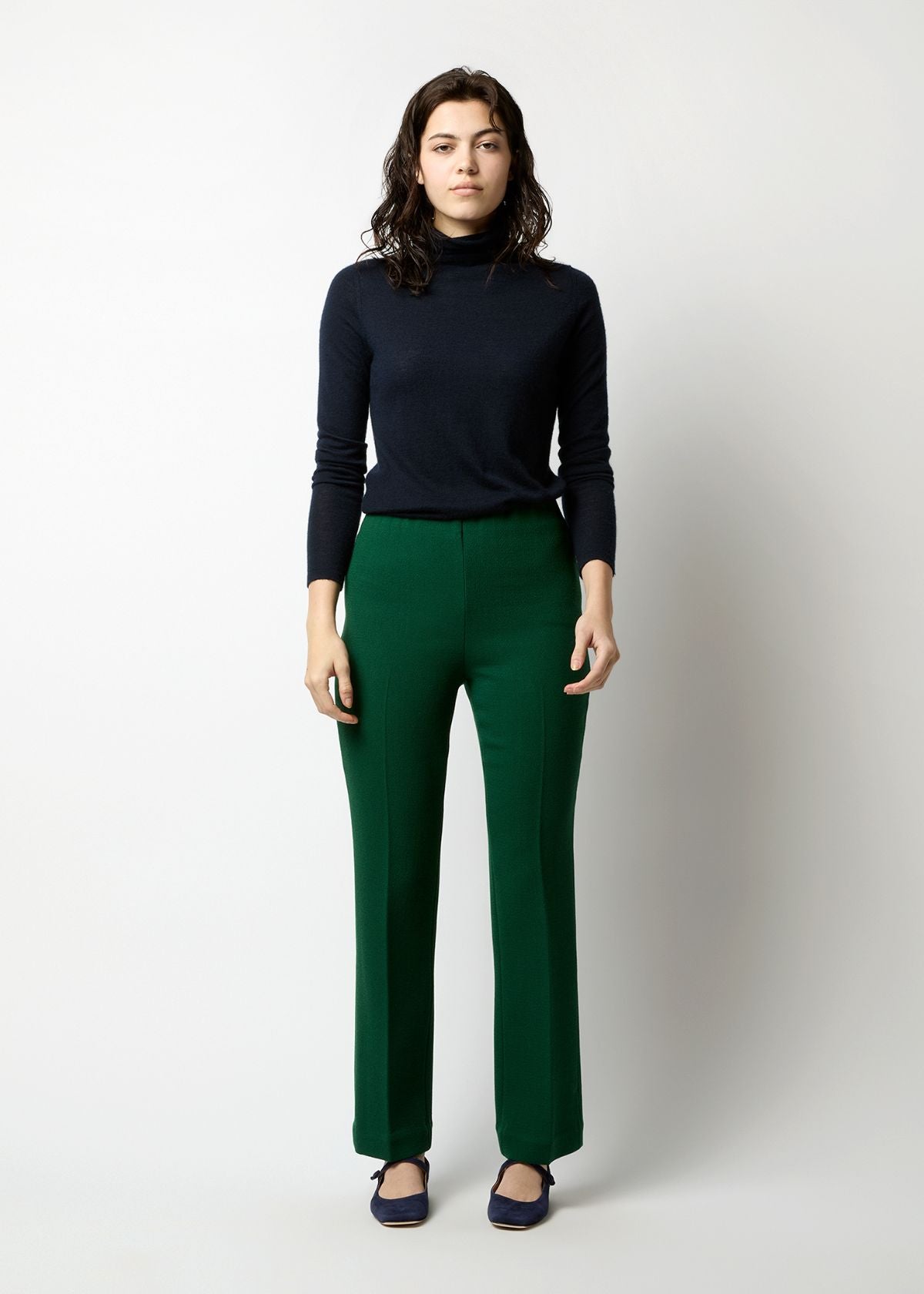 ANN MASHBURN Alice Double-Faced Wool Crepe Pant - Forest