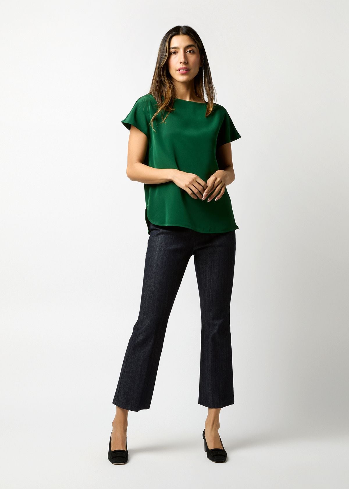 ANN MASHBURN Emma Tee - Forest Silk Charmeuse