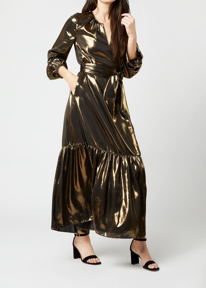 ANN MASHBURN Aba Maxi Dress - Gold Lamé