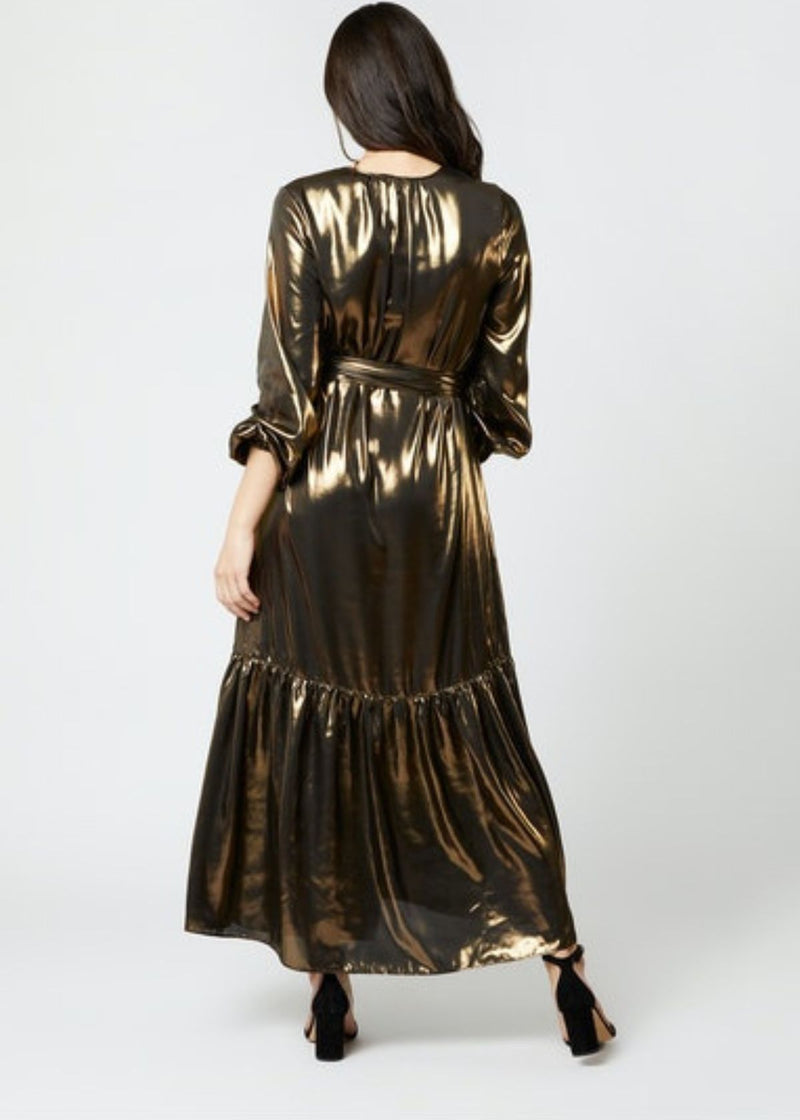 ANN MASHBURN Aba Maxi Dress - Gold Lamé