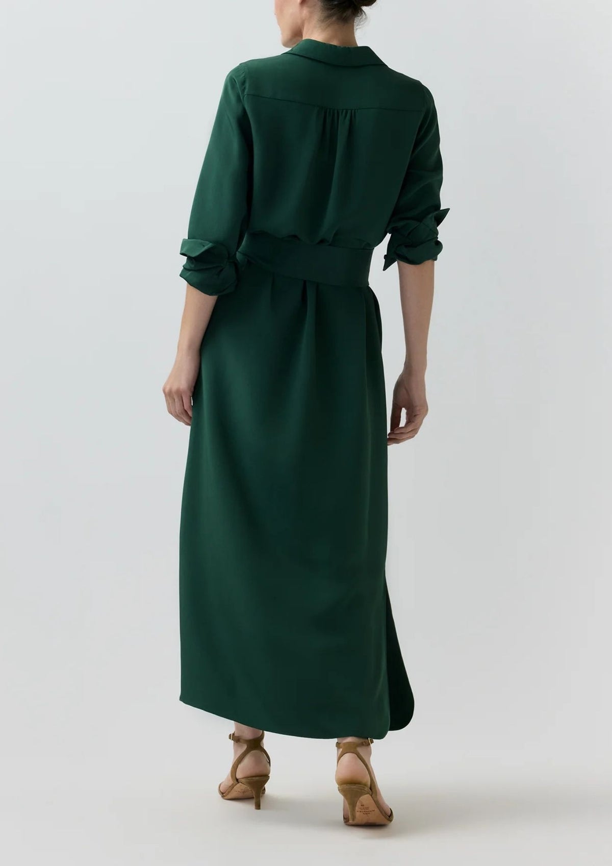 ANN MASHBURN Piper Maxi Dress - Hunter Silk Crepe de Chine