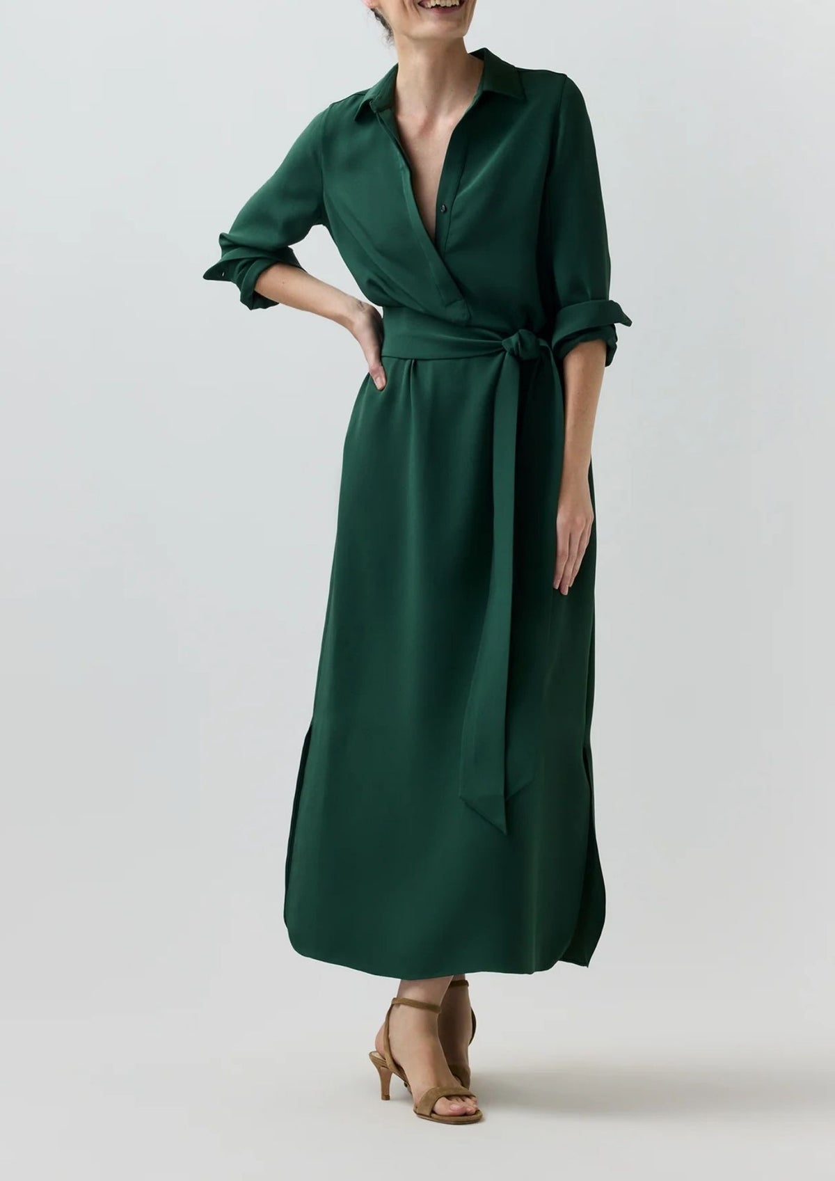 ANN MASHBURN Piper Maxi Dress - Hunter Silk Crepe de Chine