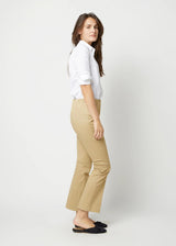 ANN MASHBURN Faye Flare Cropped Pant - Khaki Stretch Sateen