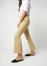 ANN MASHBURN Faye Flare Cropped Pant - Khaki Stretch Sateen