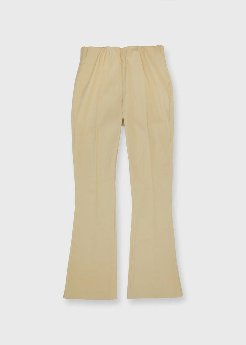 ANN MASHBURN Faye Flare Cropped Pant - Khaki Stretch Sateen
