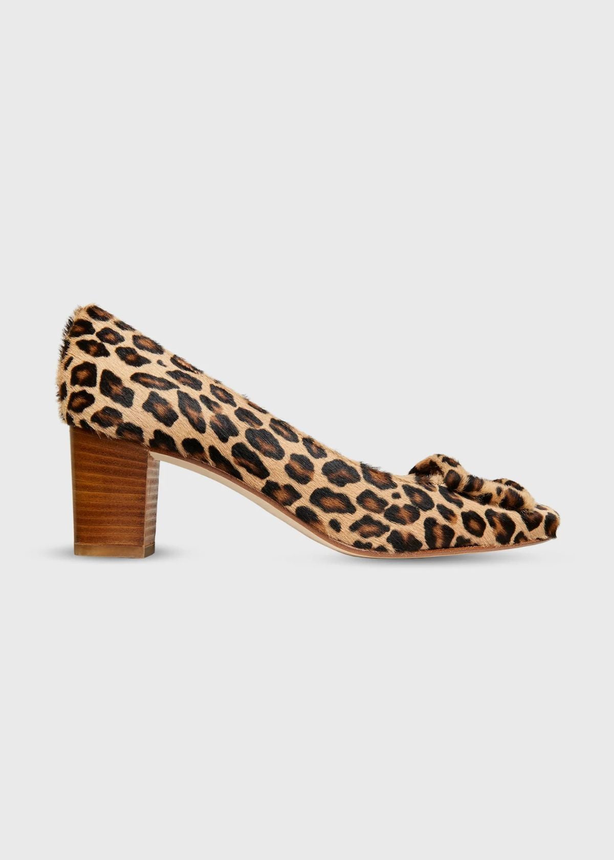 ANN MASHBURN Buckle Heel Shoe - Leopard Calf Hair