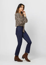 ANN MASHBURN Helene Tie Neck Leopard Print Top