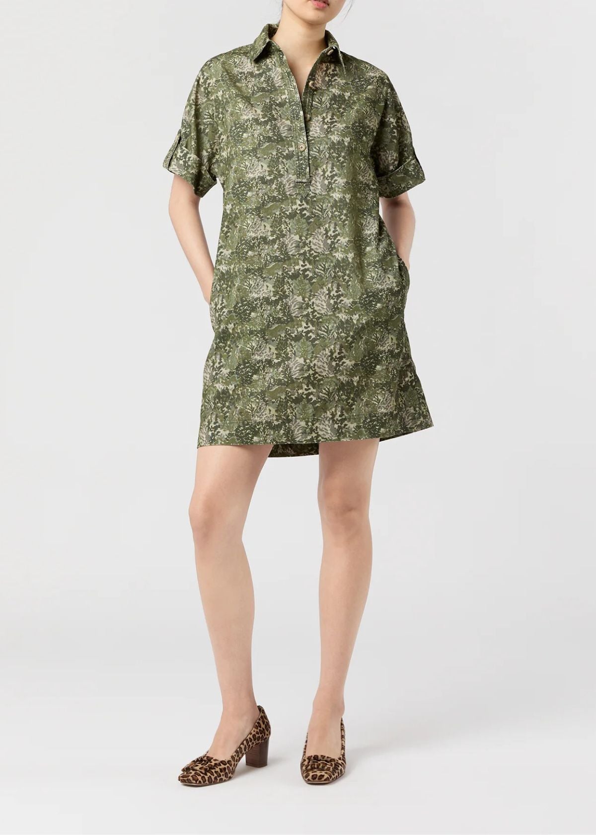 ANN MASHBURN Molly Dress - Olive Multi Harkness Forest