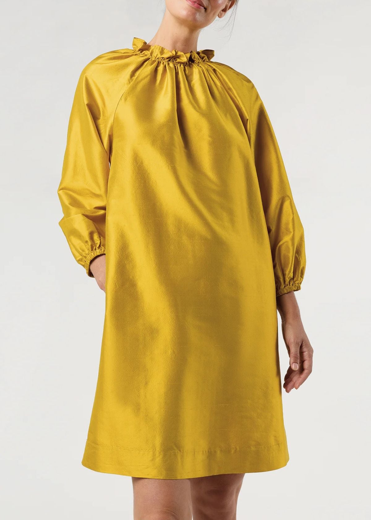 ANN MASHBURN Harper Dress - Mustard Silk Shantung