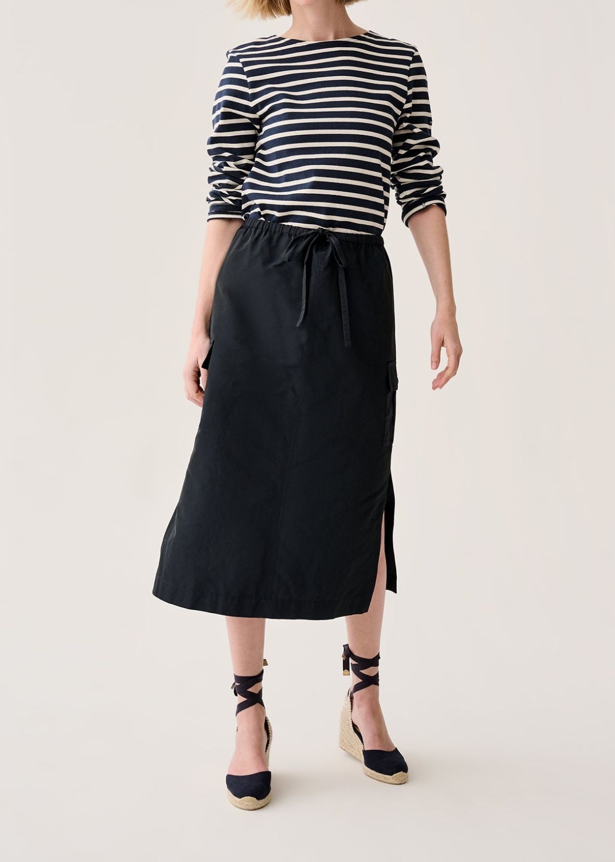 ANN MASHBURN Willa Skirt - Navy Nylon Faille