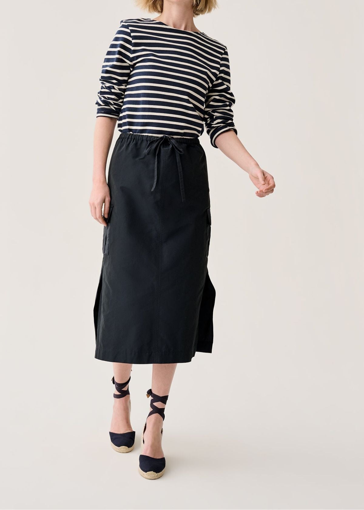 ANN MASHBURN Willa Skirt - Navy Nylon Faille